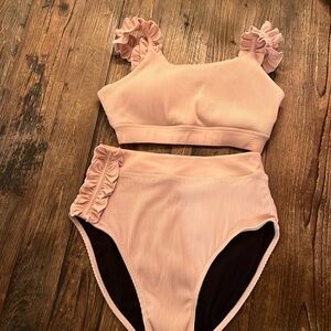 Ruffled Pink Bikini Set
